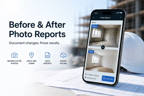 Mobilapp til før- og efter-fotorapporter