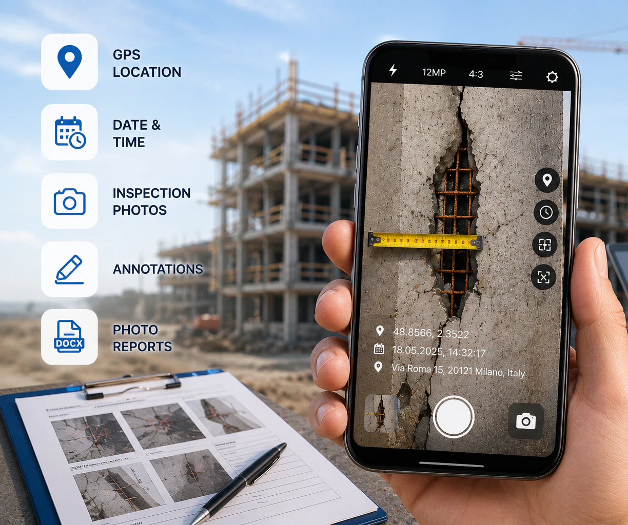 Mobilní aplikace pro fotografie z prohlídek a inspekcí
