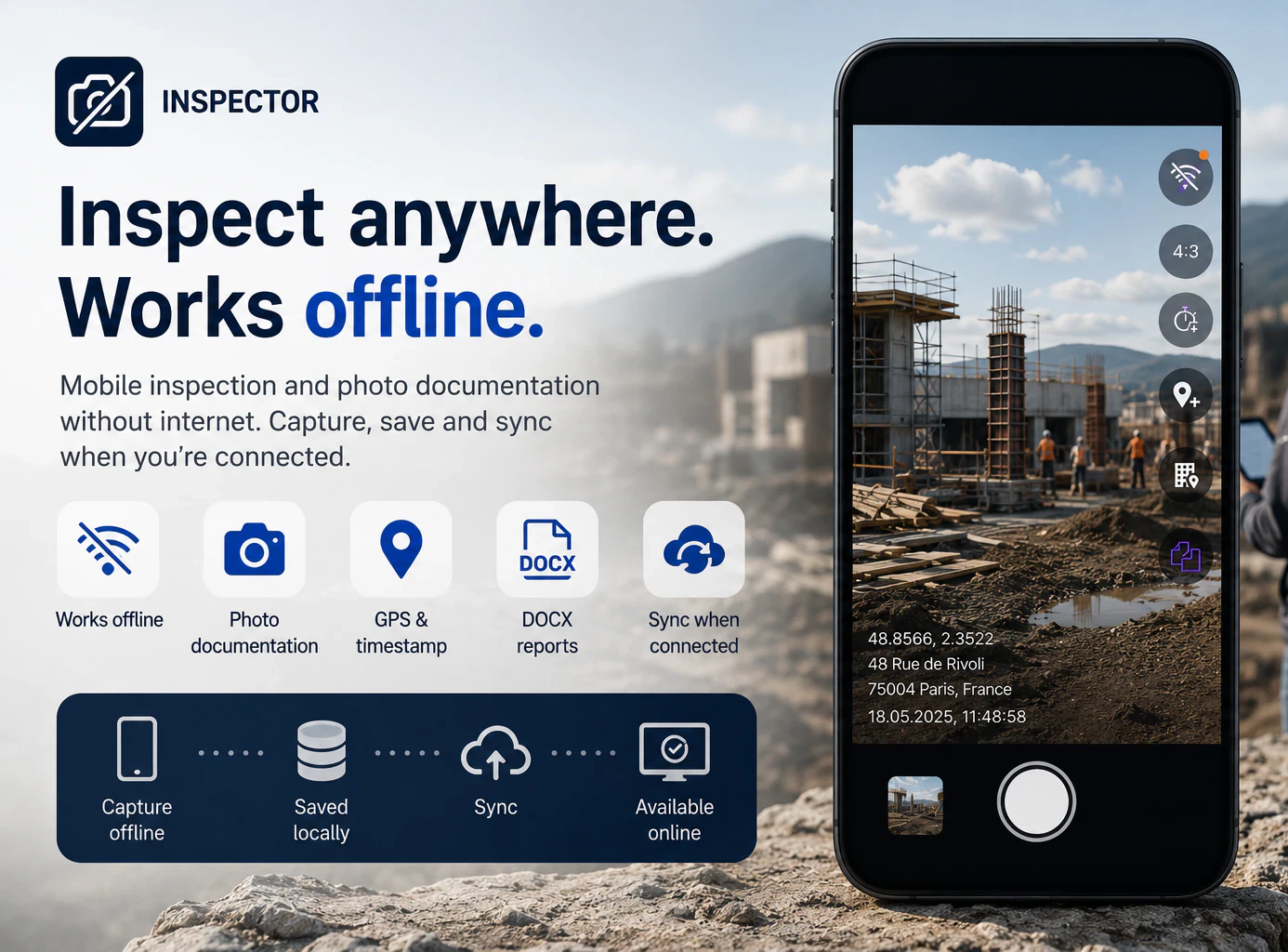 App per ispezioni e documentazione fotografica offline