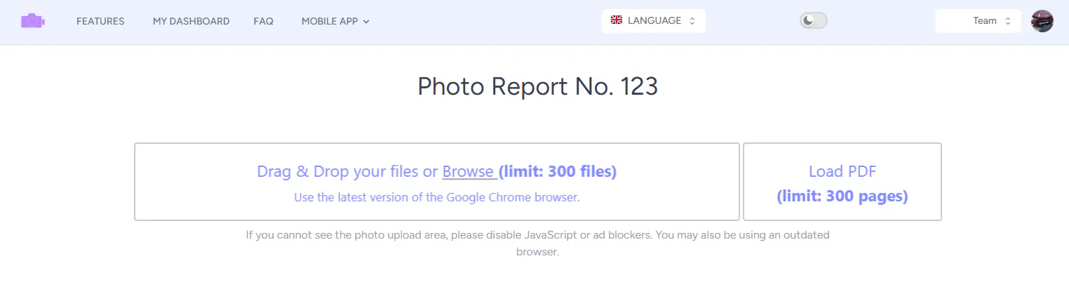 Mengunggah Foto ke Laporan Foto