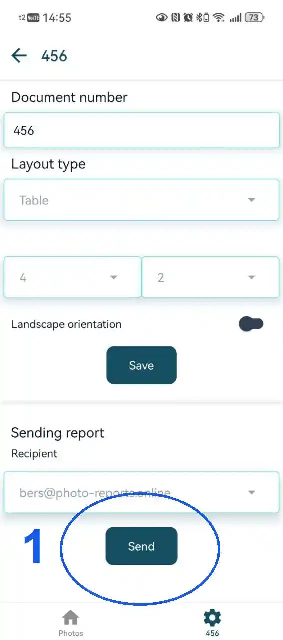 Send the photo report by email or download from the website