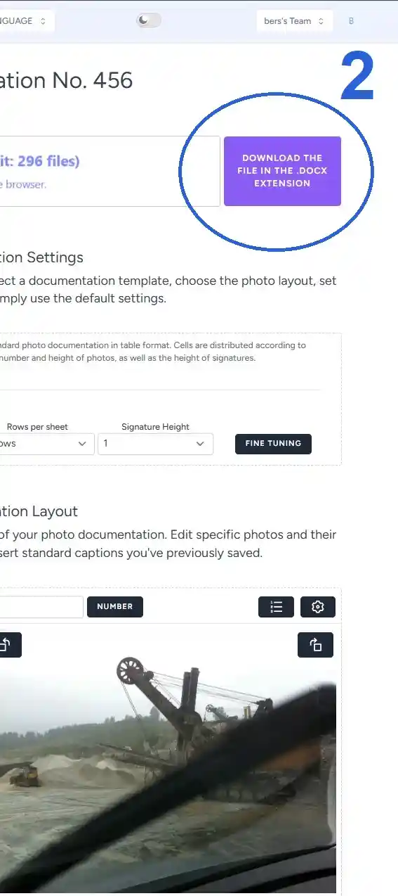 Send the photo report by email or download from the website