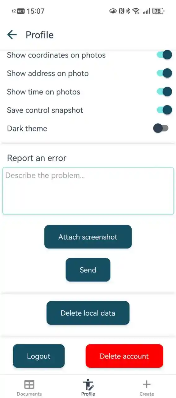 Configure the inspection app on the Profile screen