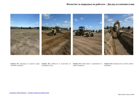 Фотоотчет за напредъка на работата – Доклад за ключови етапи