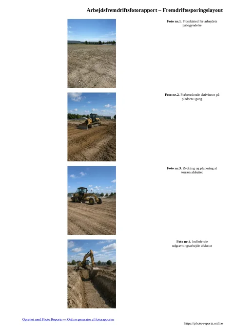 Arbejdsfremdriftsfotorapport – Fremdriftssporingslayout