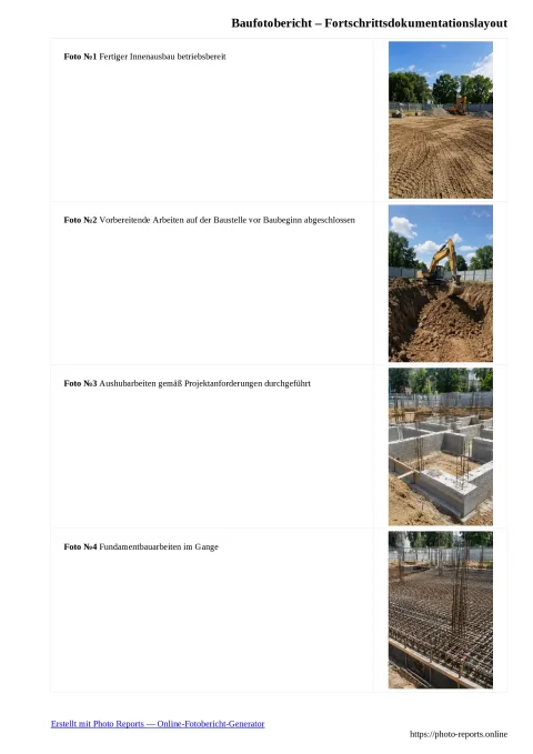 Baufotobericht – Fortschrittsdokumentationslayout
