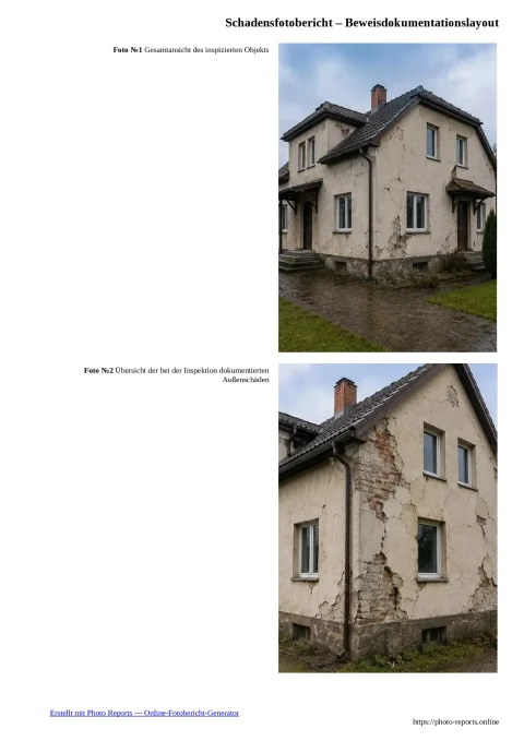 Schadensfotobericht – Beweisdokumentationslayout