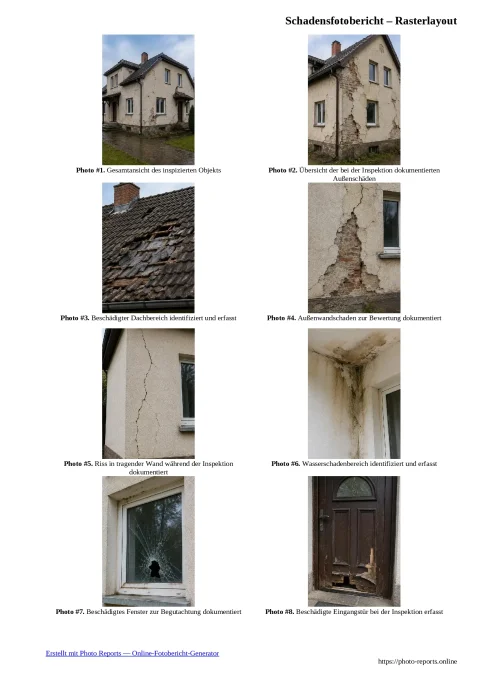 Schadensfotobericht – Rasterlayout