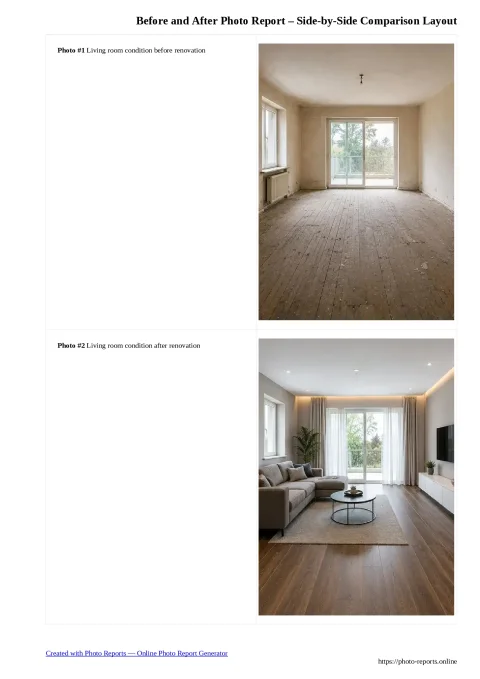 Before and After Photo Report – Side-by-Side Comparison Layout