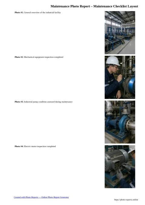 Maintenance Photo Report – Maintenance Checklist Layout