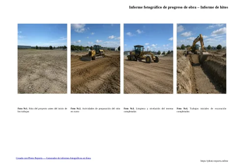 Informe fotográfico de progreso de obra – Informe de hitos