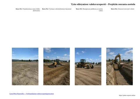 Työn edistymisen valokuvaraportti – Projektin seuranta-asettelu