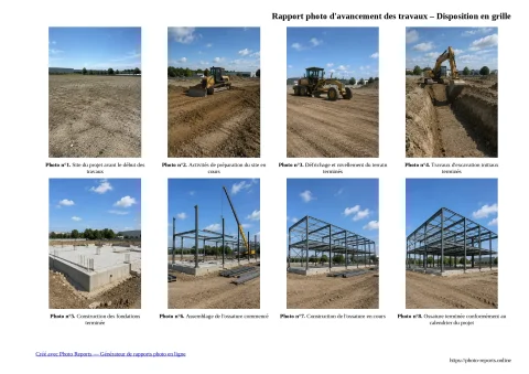 Rapport photo d'avancement des travaux – Disposition en grille