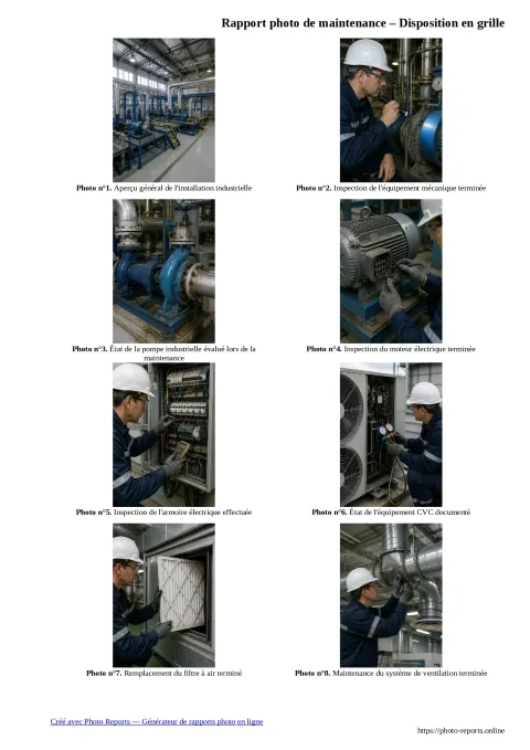 Rapport photo de maintenance – Disposition en grille
