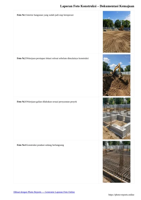 Laporan Foto Konstruksi – Dokumentasi Kemajuan