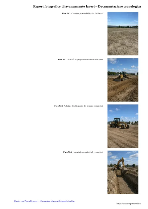 Report fotografico di avanzamento lavori – Documentazione cronologica