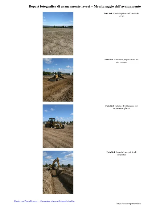 Report fotografico di avanzamento lavori – Monitoraggio dell'avanzamento