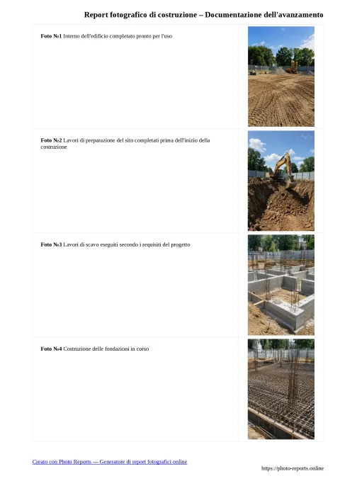 Report fotografico di costruzione – Documentazione dell'avanzamento
