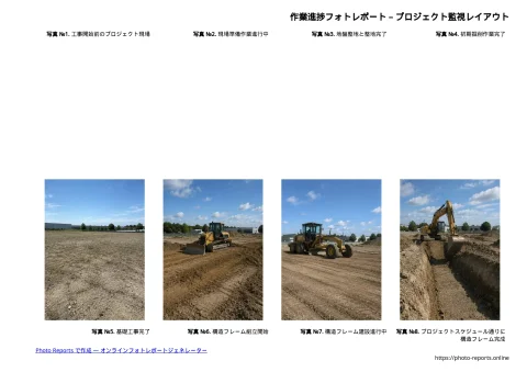 作業進捗フォトレポート – プロジェクト監視レイアウト