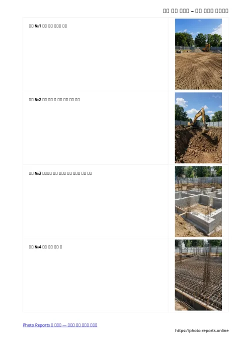 건설 사진 보고서 – 진행 문서화 레이아웃