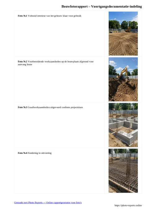 Bouwfotorapport – Voortgangsdocumentatie-indeling
