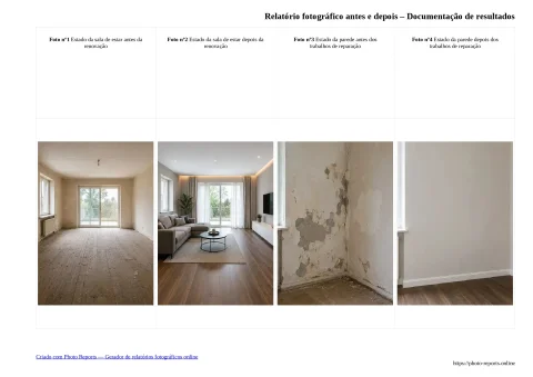 Relatório fotográfico antes e depois – Documentação de resultados