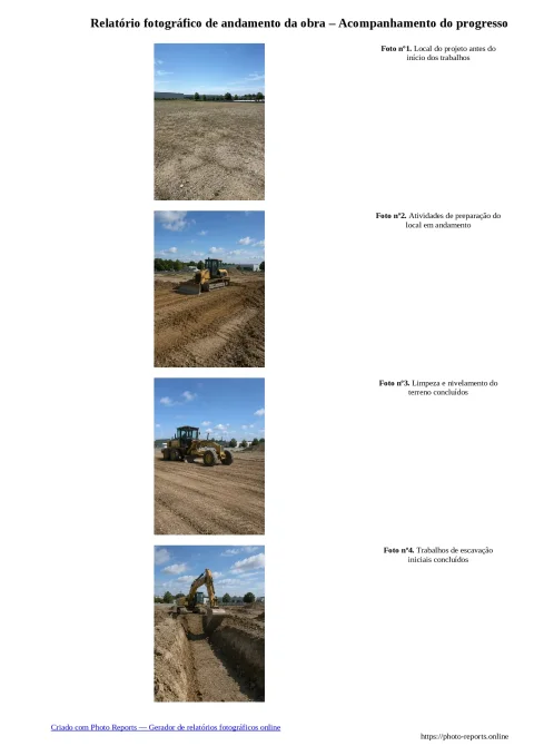 Relatório fotográfico de andamento da obra – Acompanhamento do progresso
