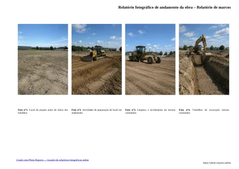Relatório fotográfico de andamento da obra – Relatório de marcos