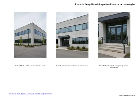 Relatório fotográfico de inspeção – Relatório de constatações