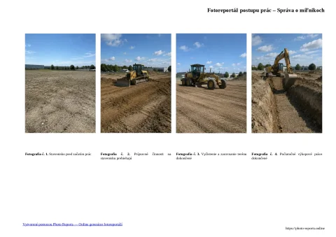 Fotoreportáž postupu prác – Správa o míľnikoch