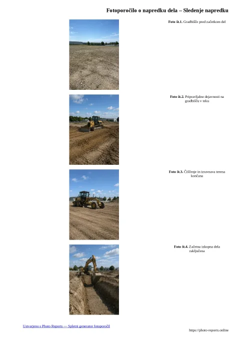 Fotoporočilo o napredku dela – Sledenje napredku