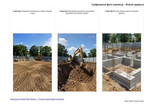 Грађевински фото извештај – Резиме пројекта