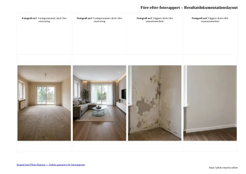 Före-efter-fotorapport – Resultatdokumentationslayout