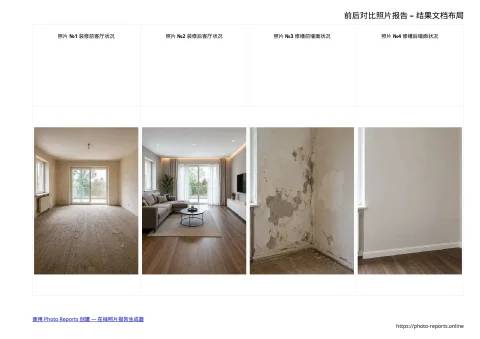 前后对比照片报告 – 结果文档布局