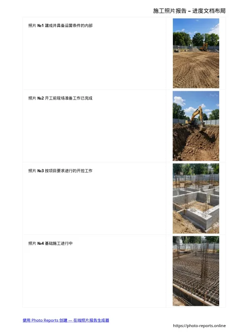 施工照片报告 – 进度文档布局